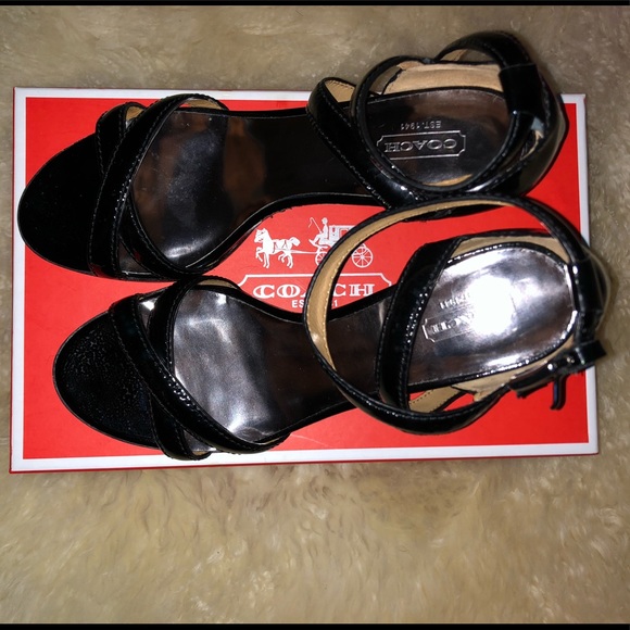 Coach Coretta Black Patent Wedge - Picture 2 of 5